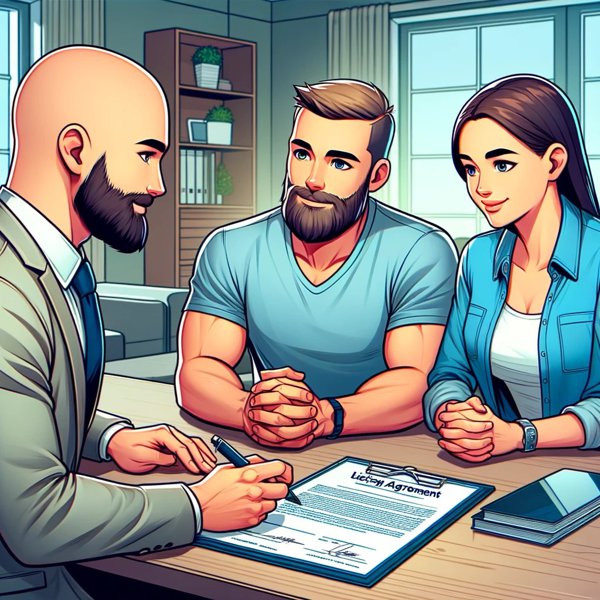 Real estate agent going over paperwork with a client