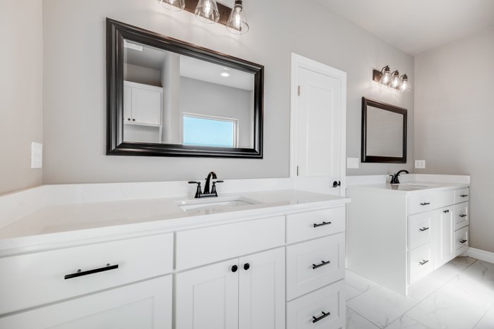 Primary bathroom double vanity