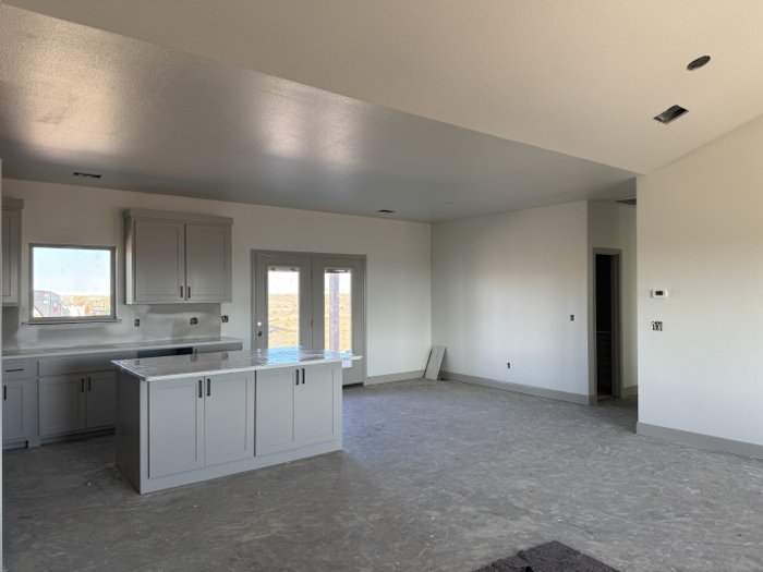 Sample photo: Open living and kitchen layout of the 1,738 sq ft plan