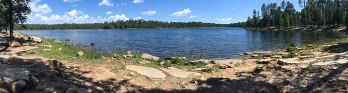Willow Springs Lake ringed by ponderosa pines