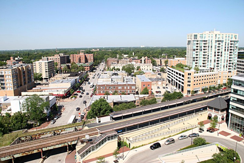 Downtown Evanston along Davis Street, Illinois