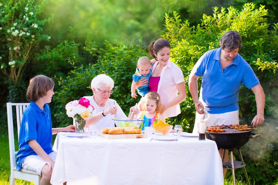 Family enjoying an outdoor backyard gathering in Indian Trail North Carolina