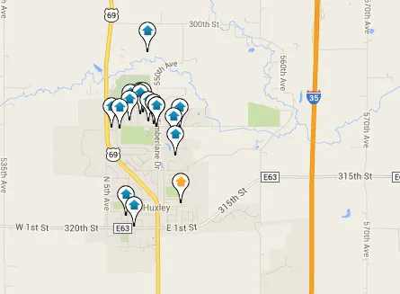 Huxley Homes for Sale Map Search Results