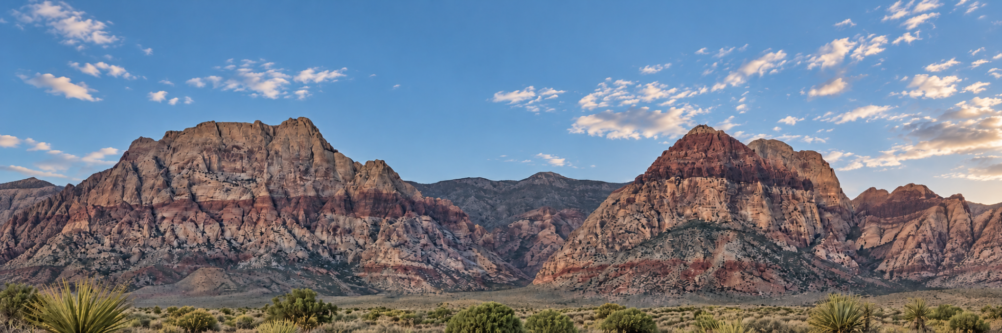 Red Rock Canyon mountains and blue sky near Las Vegas, Nevada