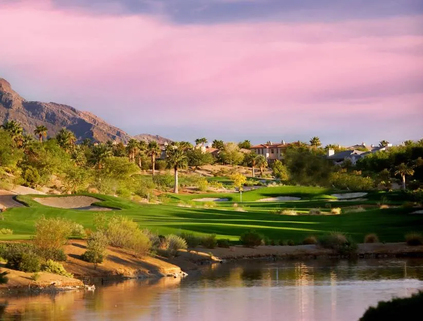 Red Rock Country Club golf course and mountain scenery in Summerlin, Las Vegas, NV