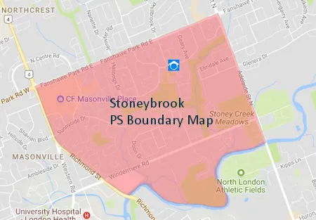 Stoneybrook public School London Ontario boundary map