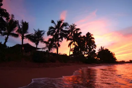 oceanfront house sunset