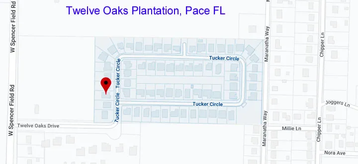 Map of Twelve Oaks Community in Pace FL