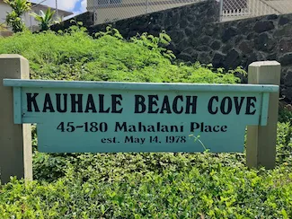 Kauhale Beach Cove Sign