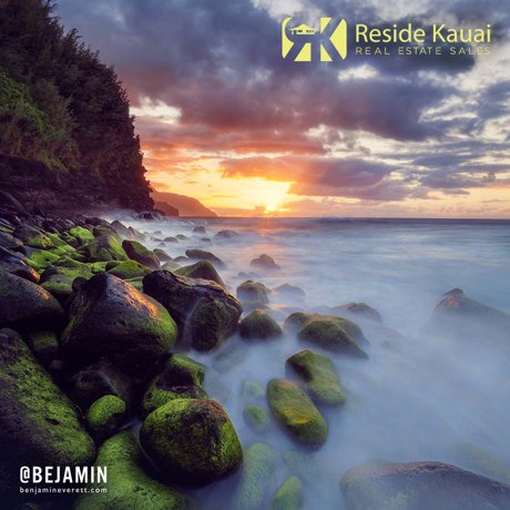 Photograph of Boulders on Kee Beach taken by Benjamin Everett for use in Reside Kauai's blog.