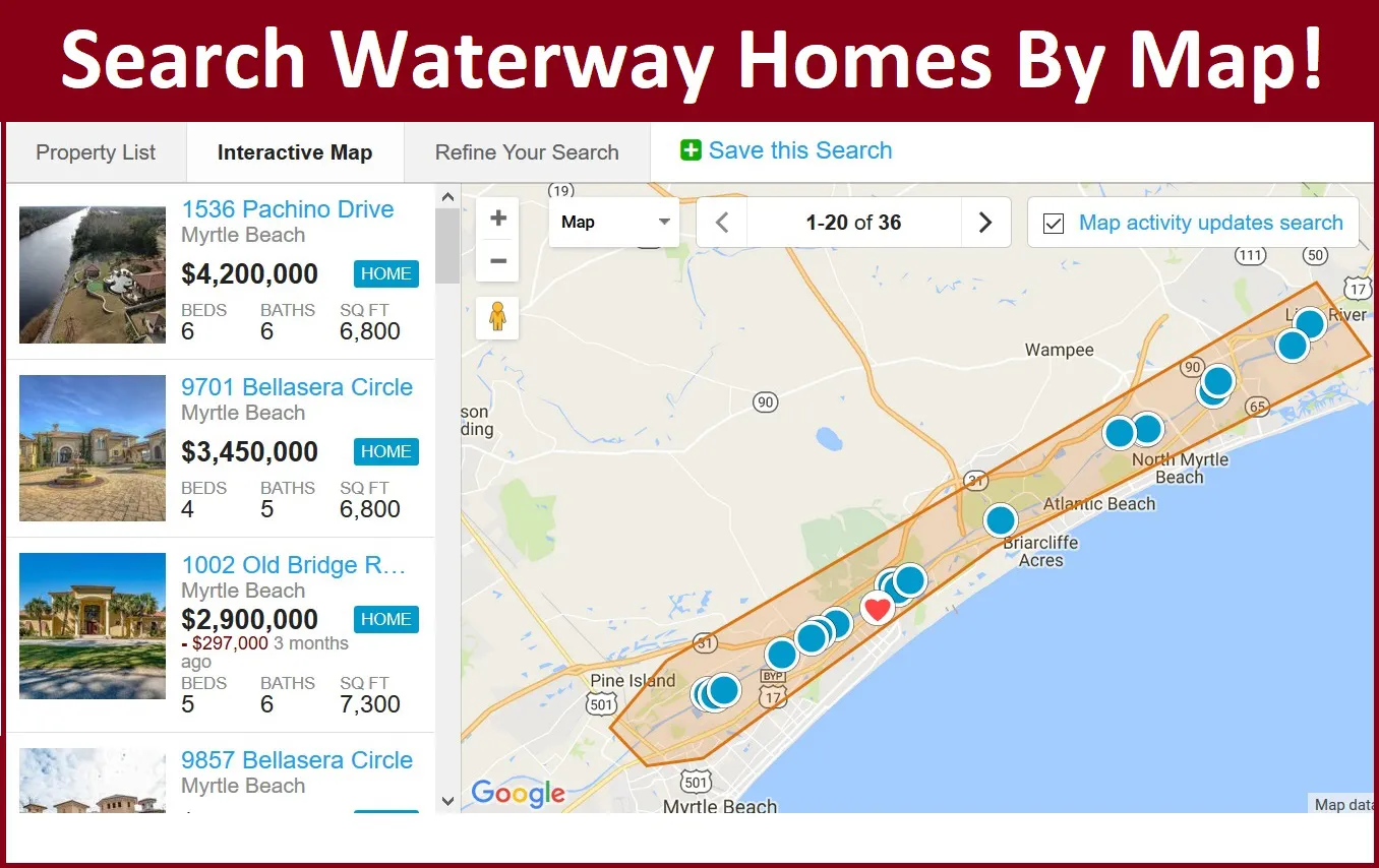 Intracoastal Waterway View Homes By Map