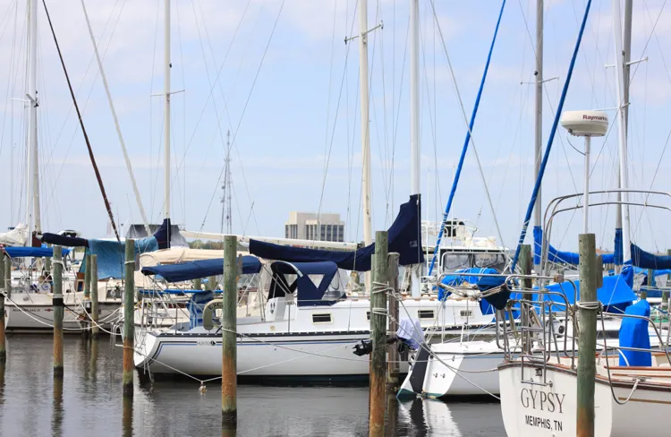 Boats parked in the harbor in Shalimar