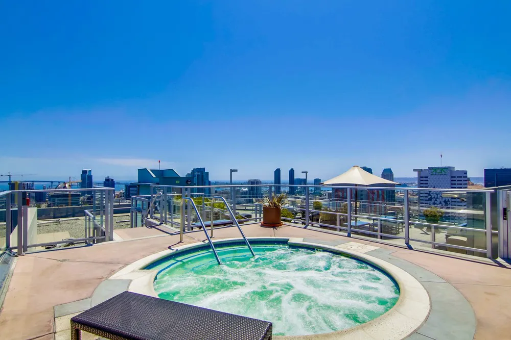 hot tub on roof top of smart corner condos in east village