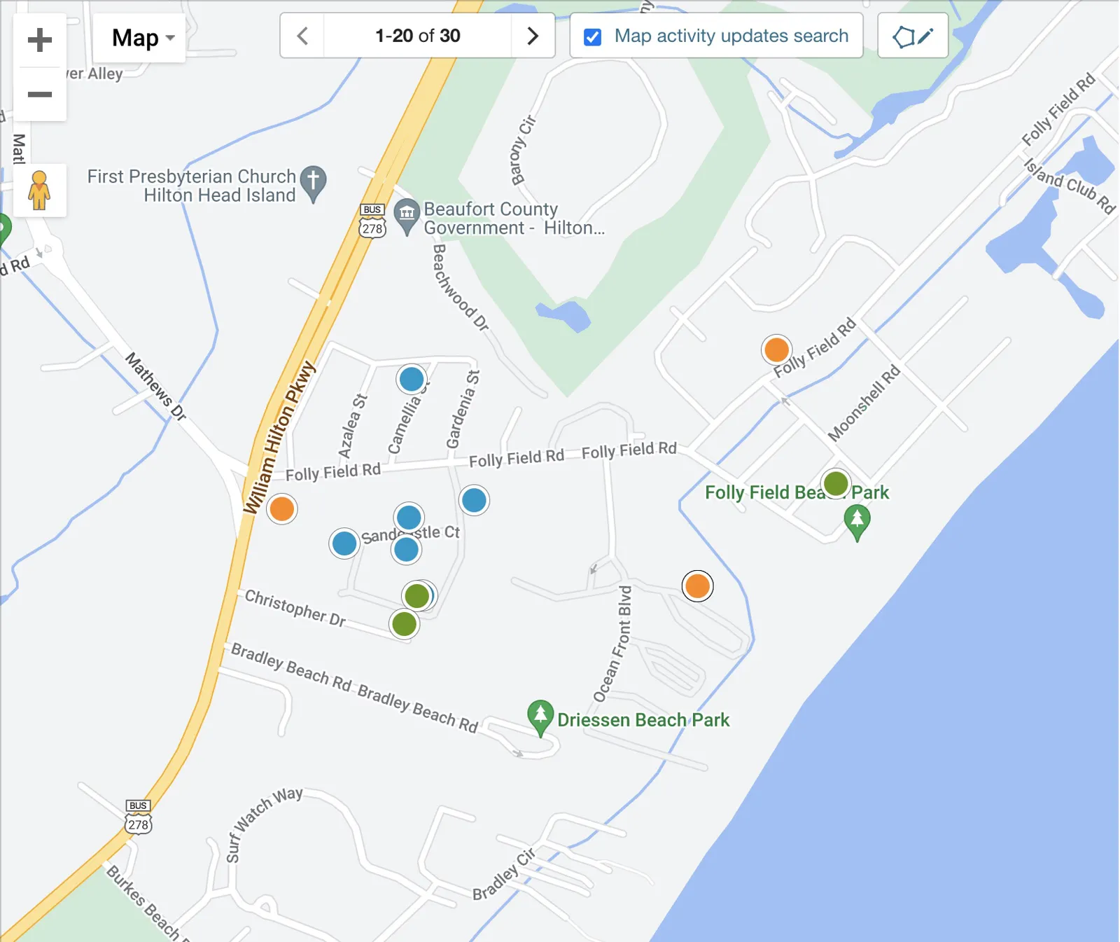 Folly Field Real Estate Map