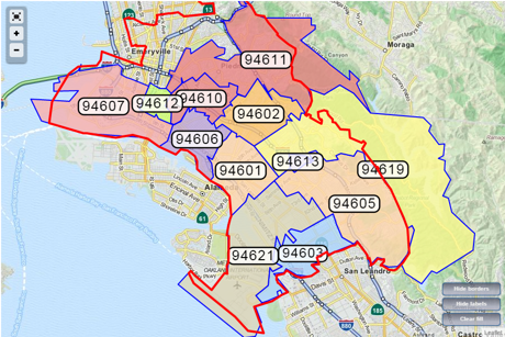 Zip Code Map Bay Area Map VectorCampus Map   Oakland Ca Zip Code Map.PNG