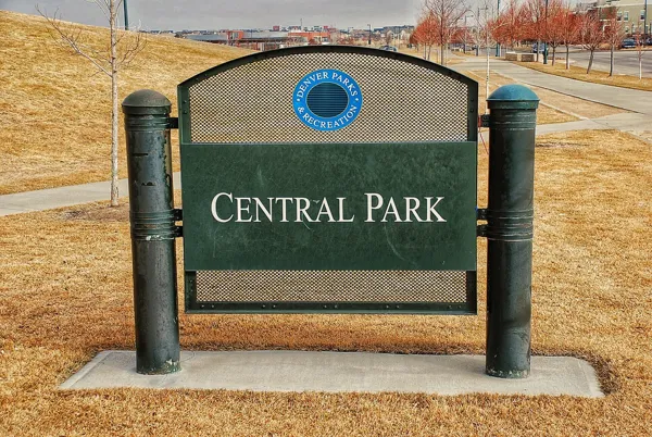 Sign for central park in Denver