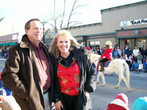 Picture of Bob and Cheryl Bustin at the Parker Colorado Christmas Parade