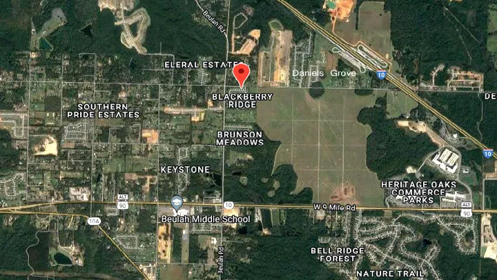 Satellite Map of Blackberry Ridge and Beulah