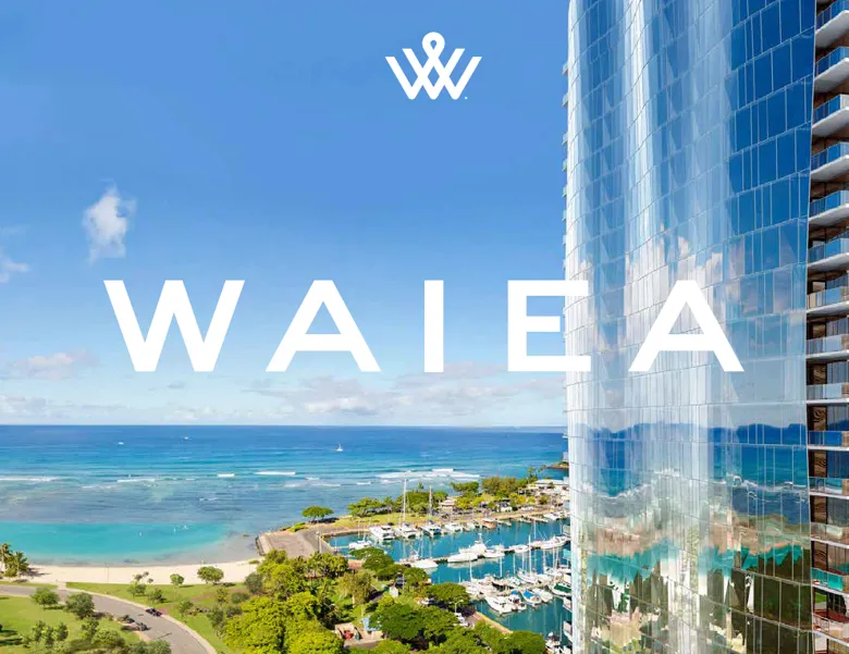 Waiea tower and ocean setting at Ward Village Honolulu