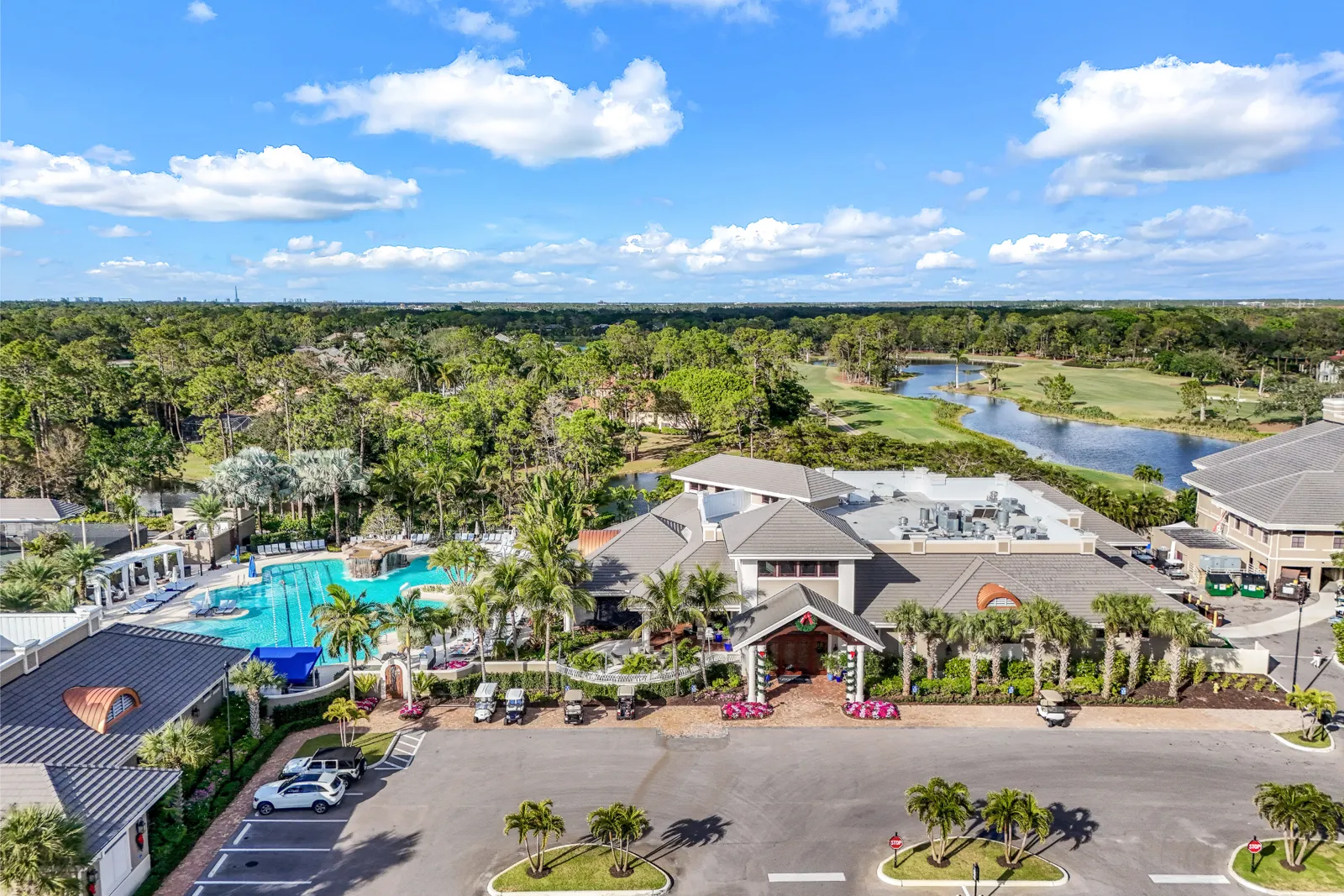 Grey Oaks private golf and country club aerial Naples Florida