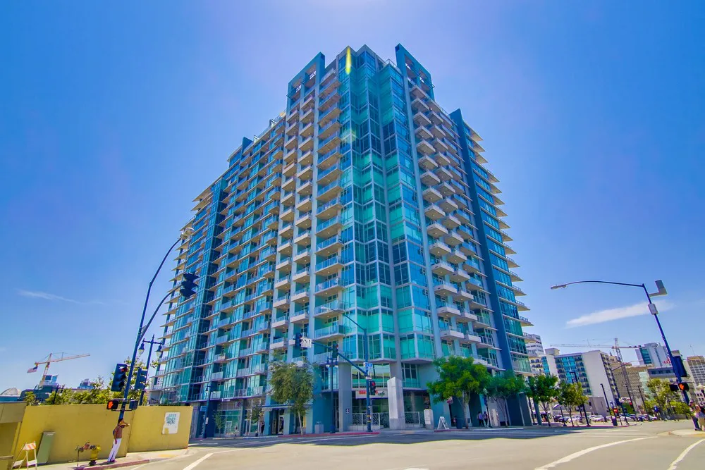 Street view of smart corner condos image san diego