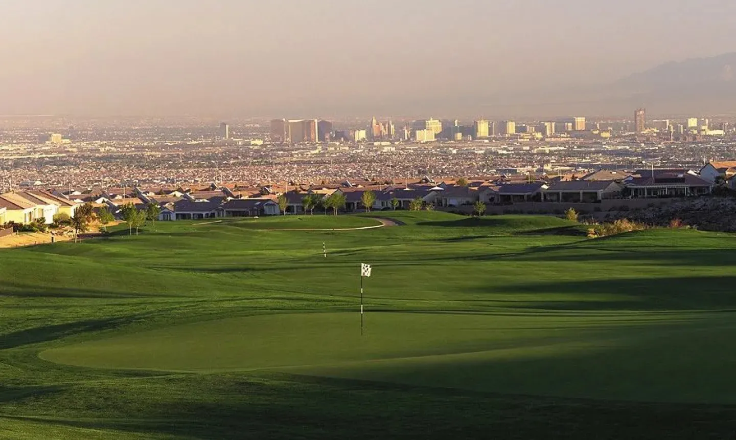 Golf course and surrounding landscape