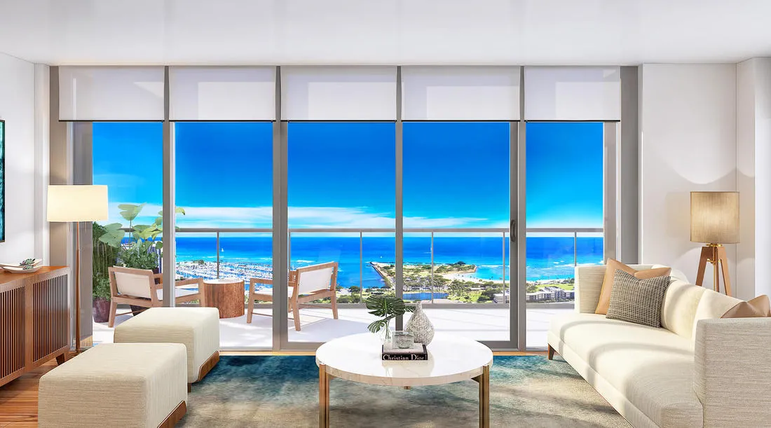 Azure Ala Moana Living Room Rendering