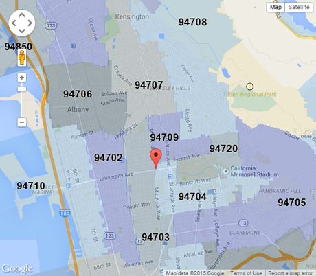 Oakland Zip Code Maps Absites   Berkeley Zip Map.PNG