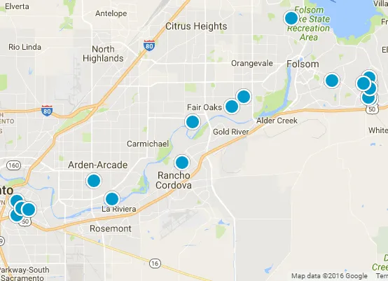 Interactive Sacramento MLS Search map