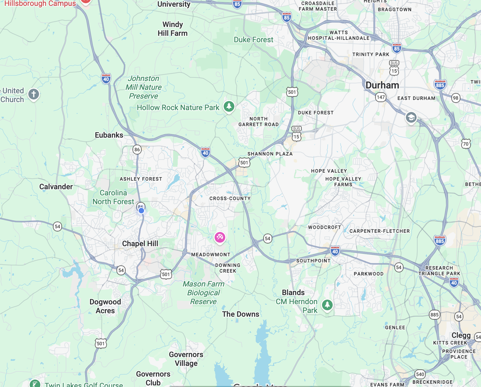 Interactive Chapel Hill and Durham home map search