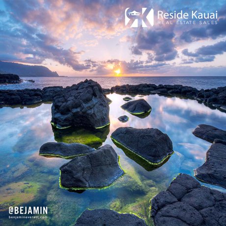 Photo of Kauai tidal pool taken by Benjamin Everett for Reside Kauai's blog