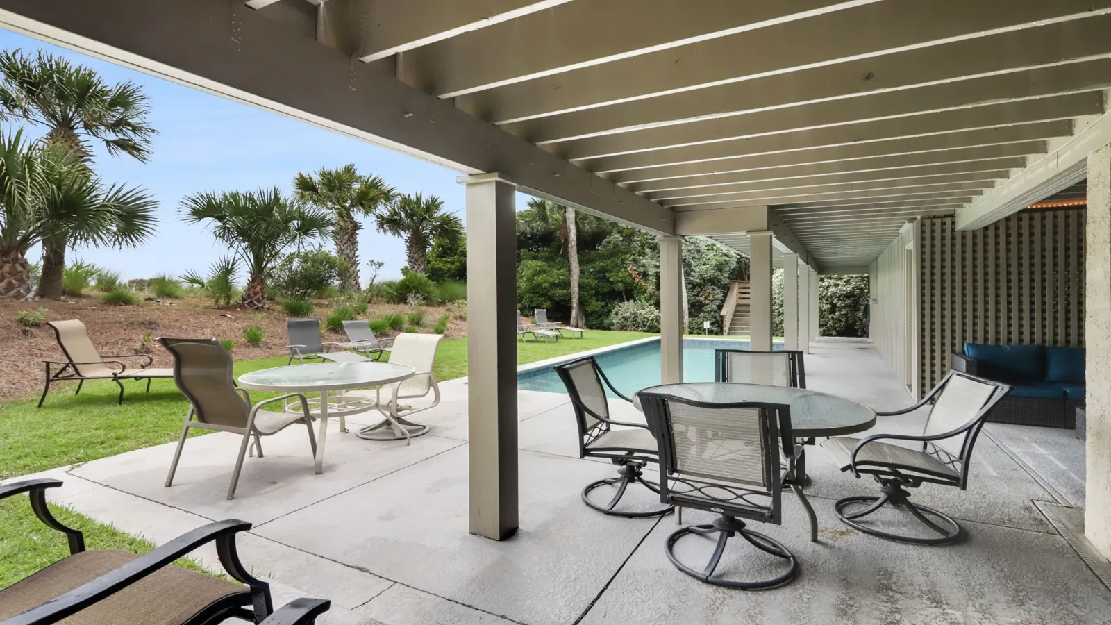 Outdoor seating overlooking the Atlantic
