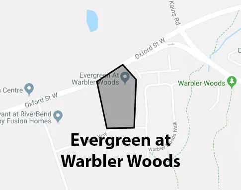 Evergreen at Warbler Woods London Ontario Area Map