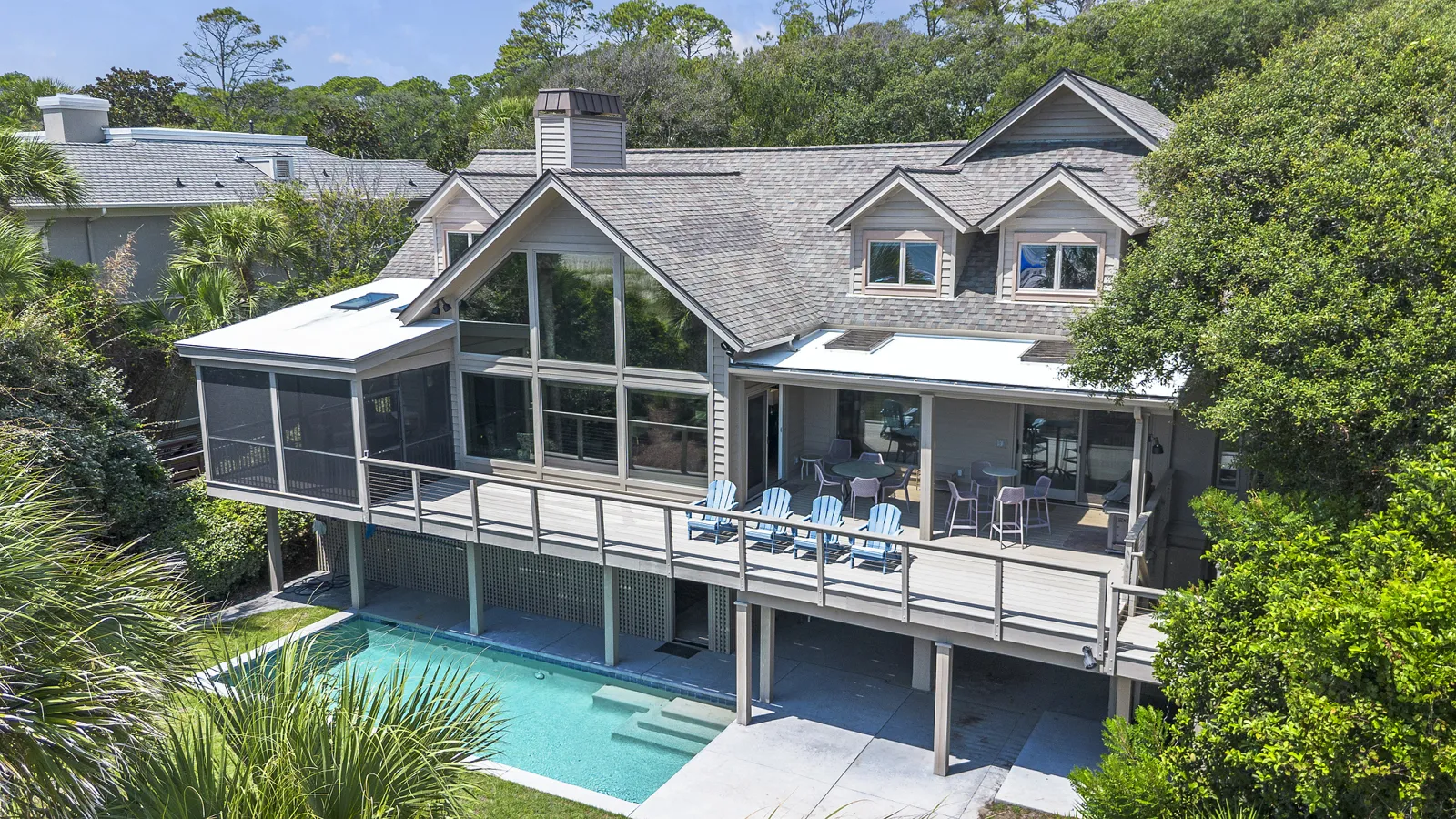 Aerial view of the oceanfront property