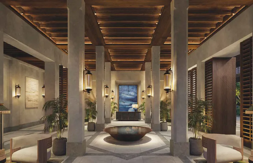Kalae planned lobby and arrival interiors - developer rendering