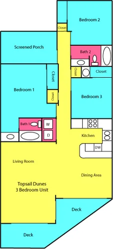 Topsail Dunes 3 Bedroom Condo Floor Plan