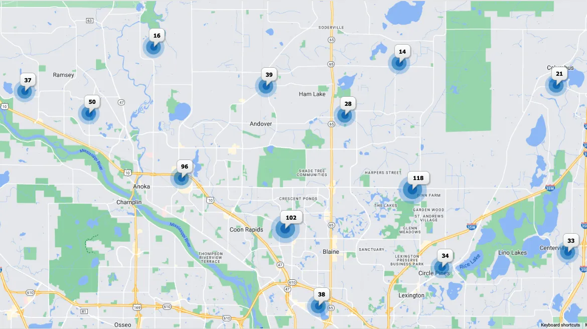 Anoka County Homes for Sale Map Search