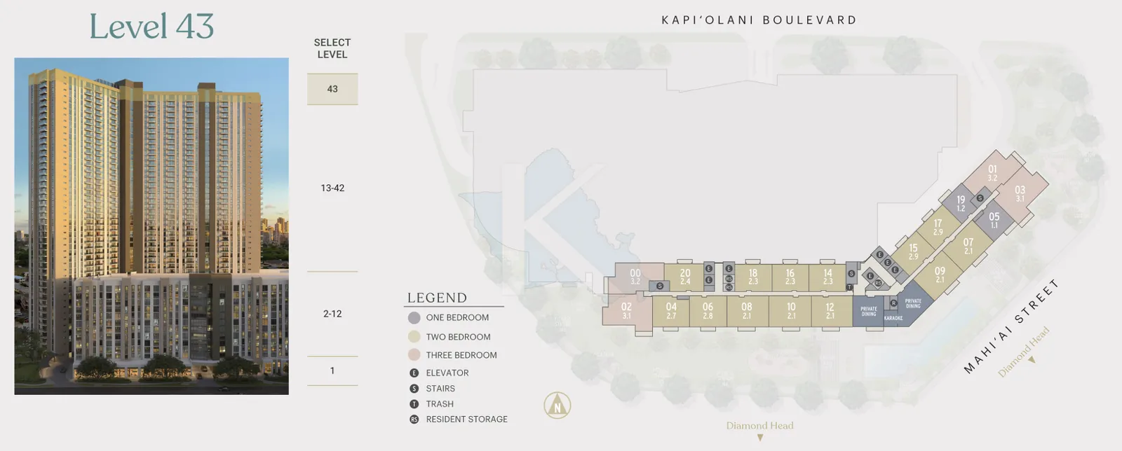 Kuilei Place Floor Plate Floor 43