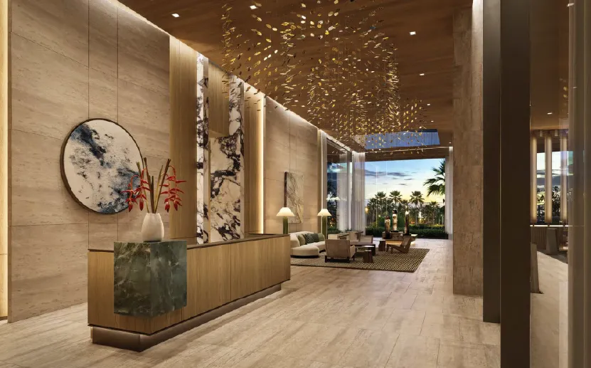 Mahana planned lobby interiors - developer rendering