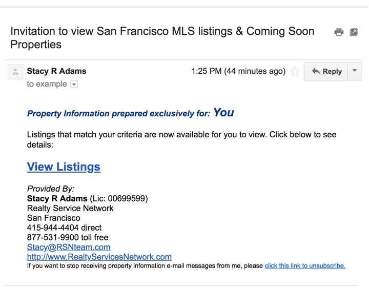 Invitation to View San Francisco MLS direct