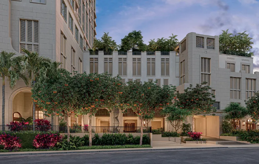 Melia proposed street-level architecture and gardens - architectural rendering