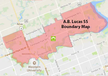 A.B. Lucas Secondary School School Area Map