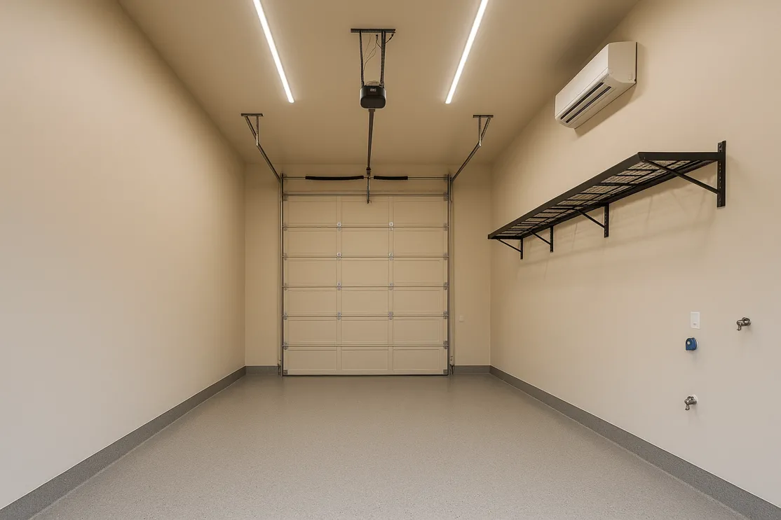 Interior of a tall Scottsdale RV garage with upgraded features