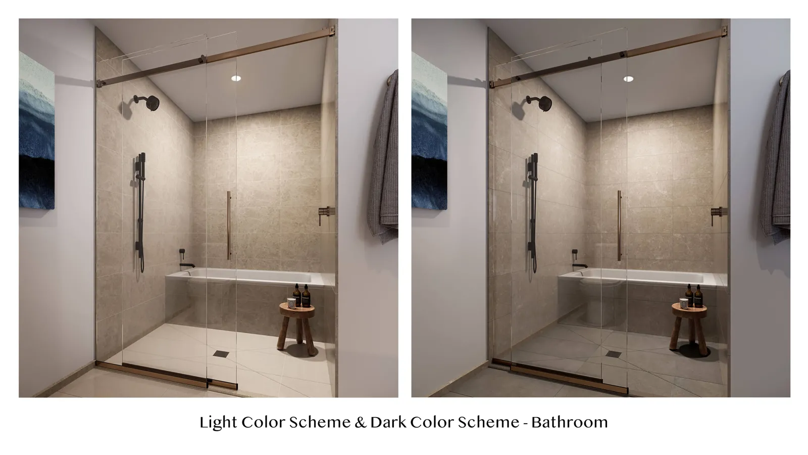 light vs dark bathroom color scheme