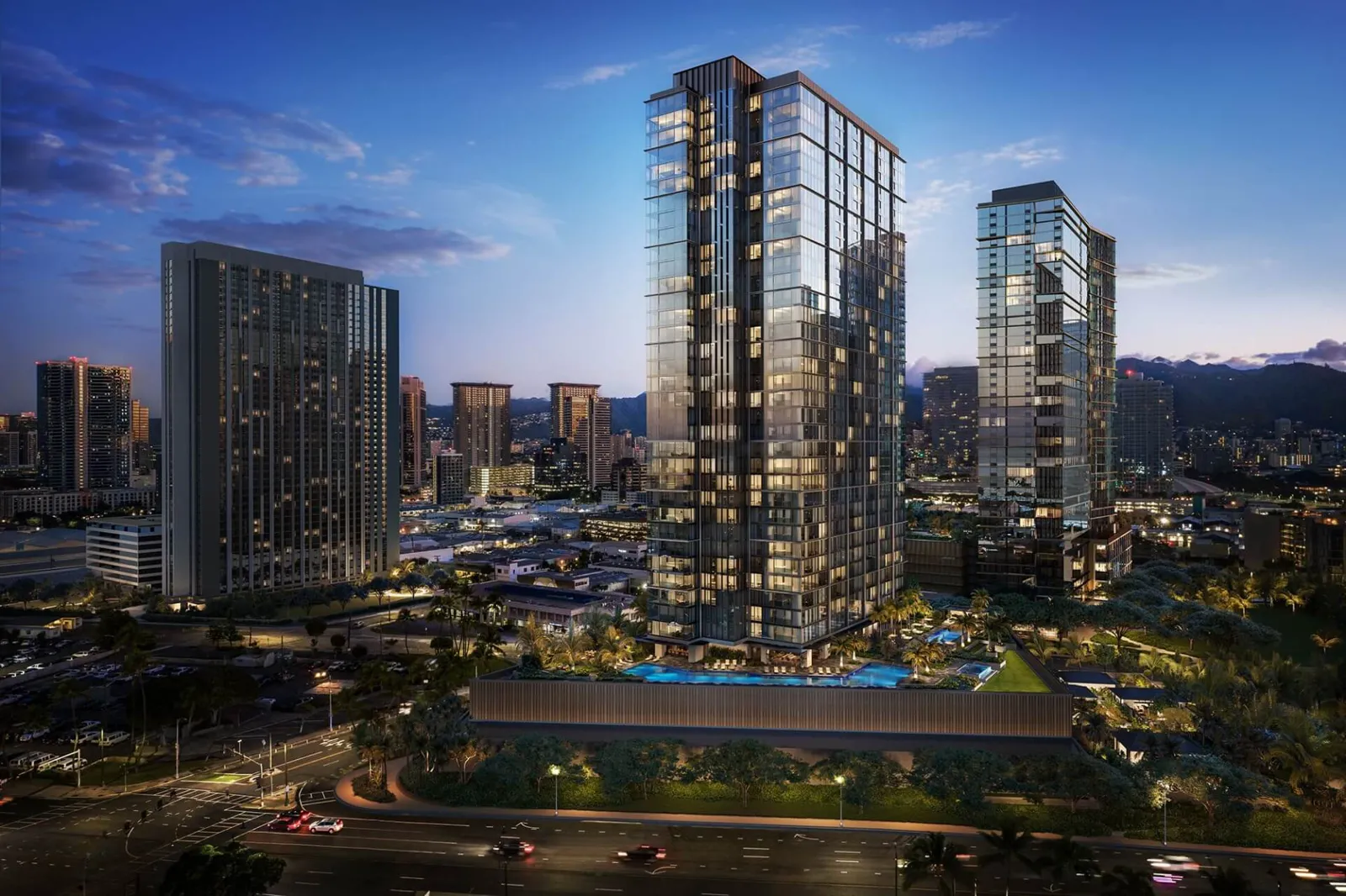 Kalae Ward Village Night Rendering