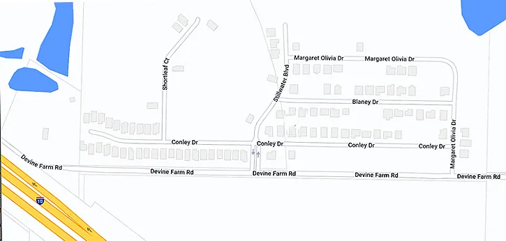 Map of Brookhaven Subdivision in Cantonment, FL