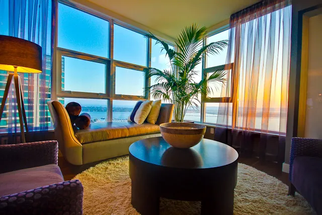 Bay Views from living room bayside condos