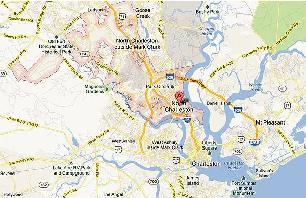 Map of North Charleston SC