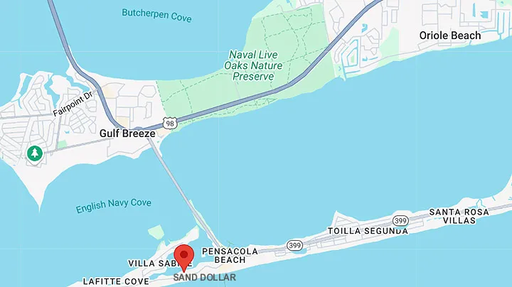 Map of Pensacola Beach Featuring the Sand Dollar