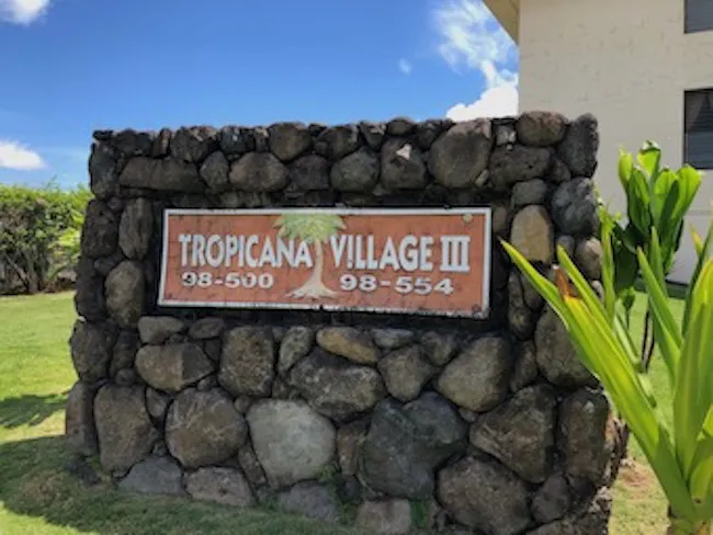 Tropicana Village III in Aiea Sign